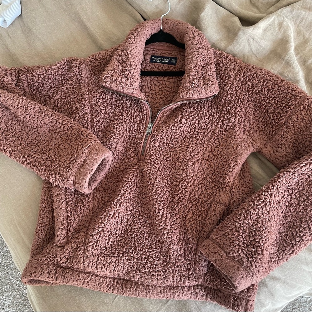 Abercrombie & Fitch Dusty Rose / Brown Sherpa Jacket